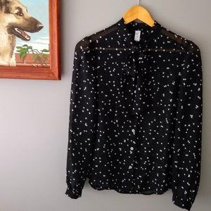 American Apparel Sheer Secretary Blouse Size Small